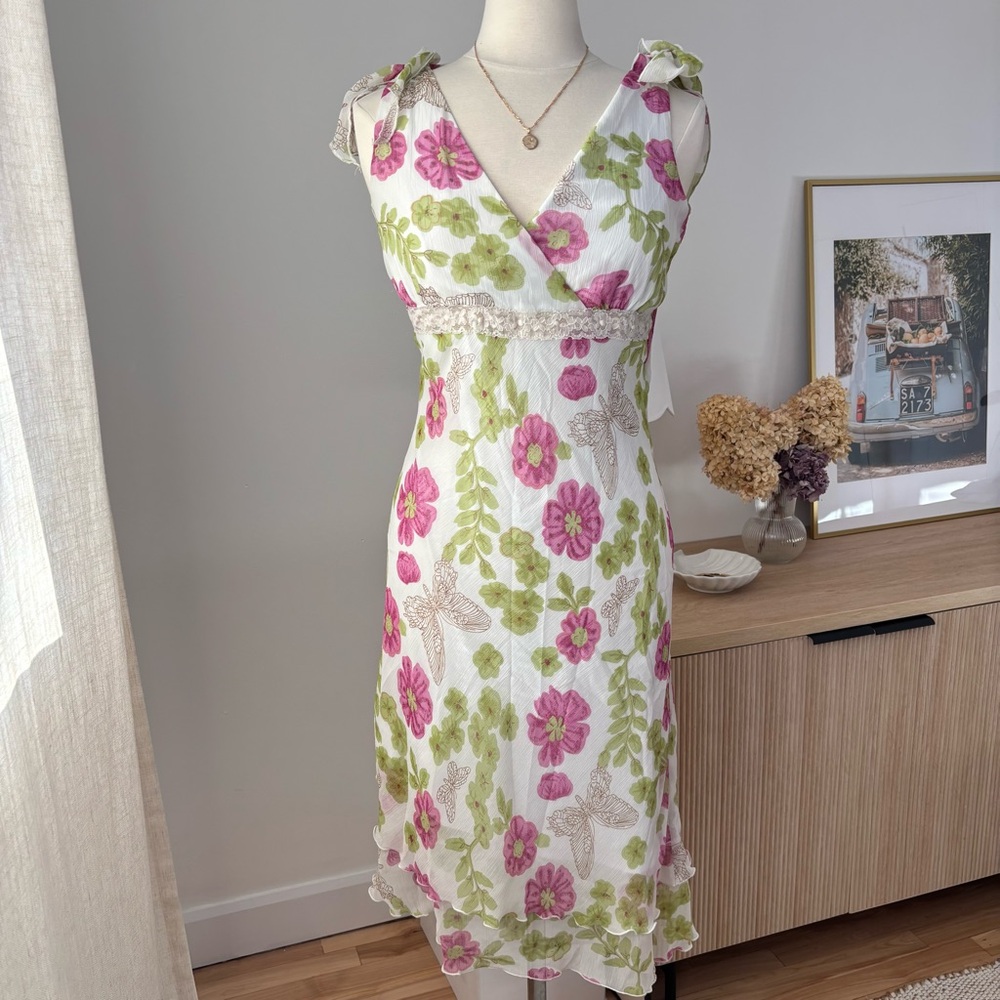 Vintage Y2K Floral Midi Dress -Size 6